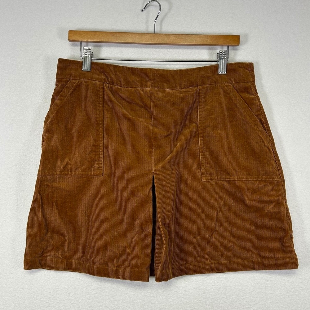Dark Academia Forever 21‎ Women Large Brown Corduroy High Rise Pleated Shirt 70s